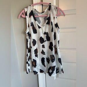 Stylish Cow Print Sleeveless Top